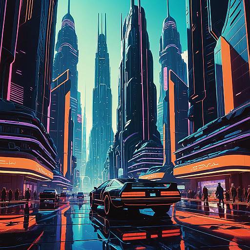 Futuristic Neon Metropolis Street