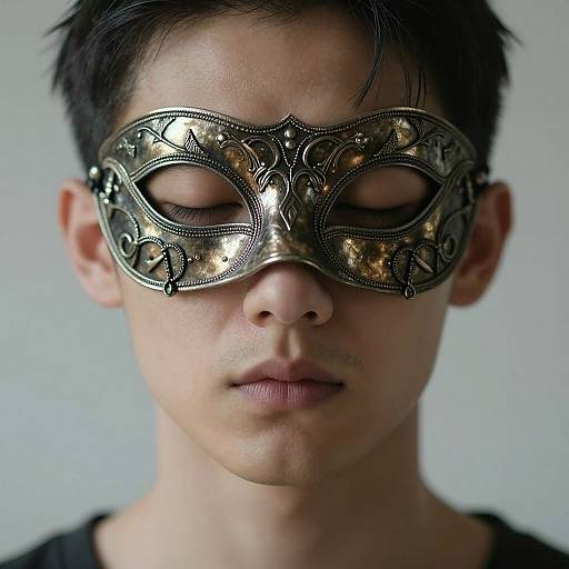Hyperrealistic Enigmatic Masked Portrait