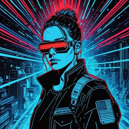 Cyberpunk Woman with Neon Rays