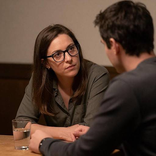 Intense Conversation at Dimly Lit Table