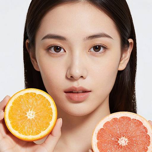Beautiful Woman with Citrus Fruits