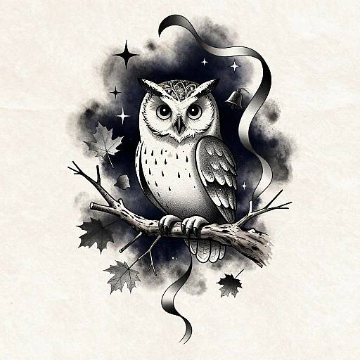 Neo-Traditional Silent Owl Tattoo Design