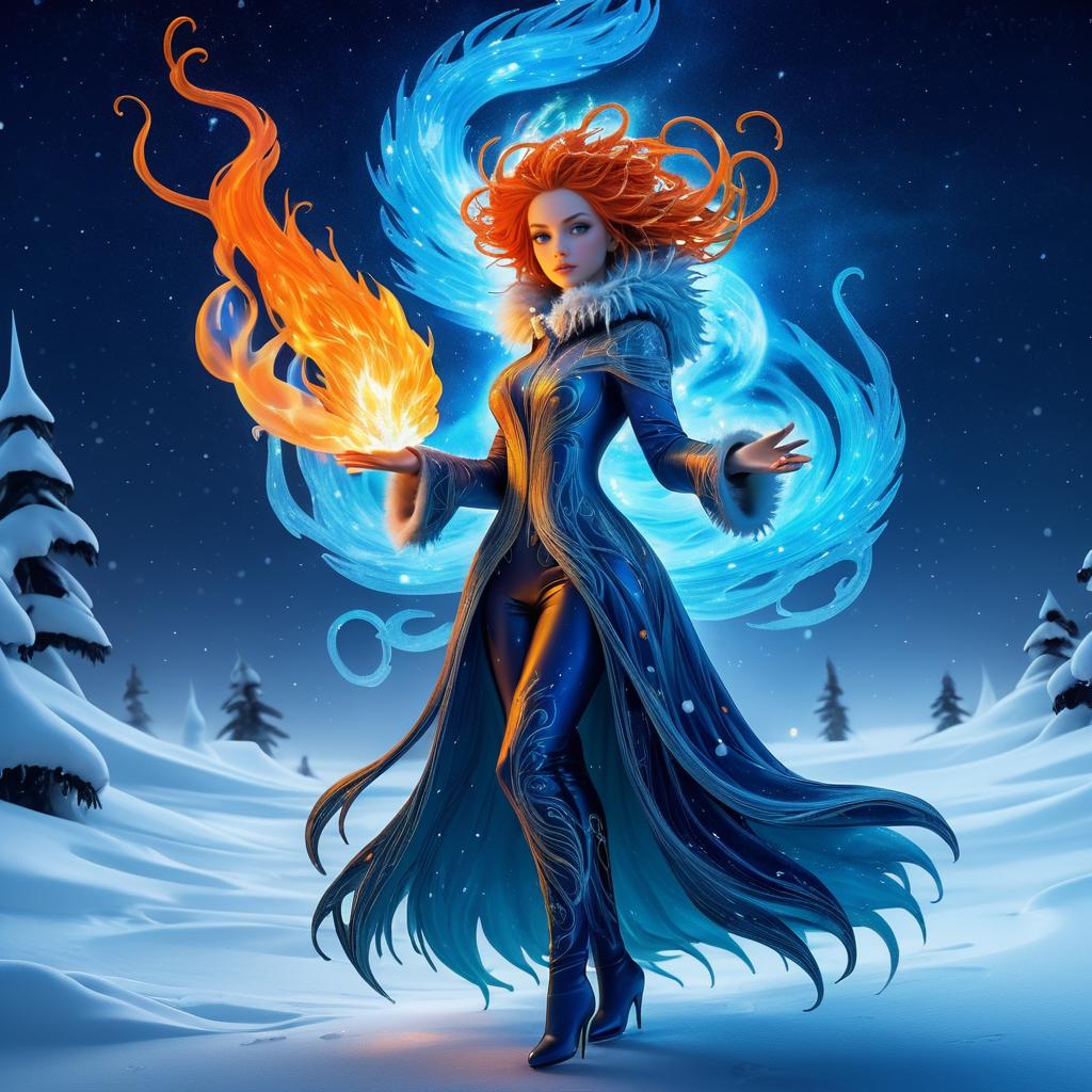 Mystical Fire Sprite in Neofauvist Art