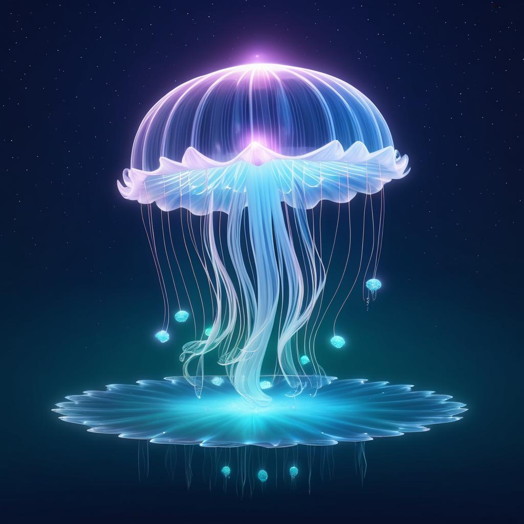 Whimsical 3D Jellyfish with Crystal Glow