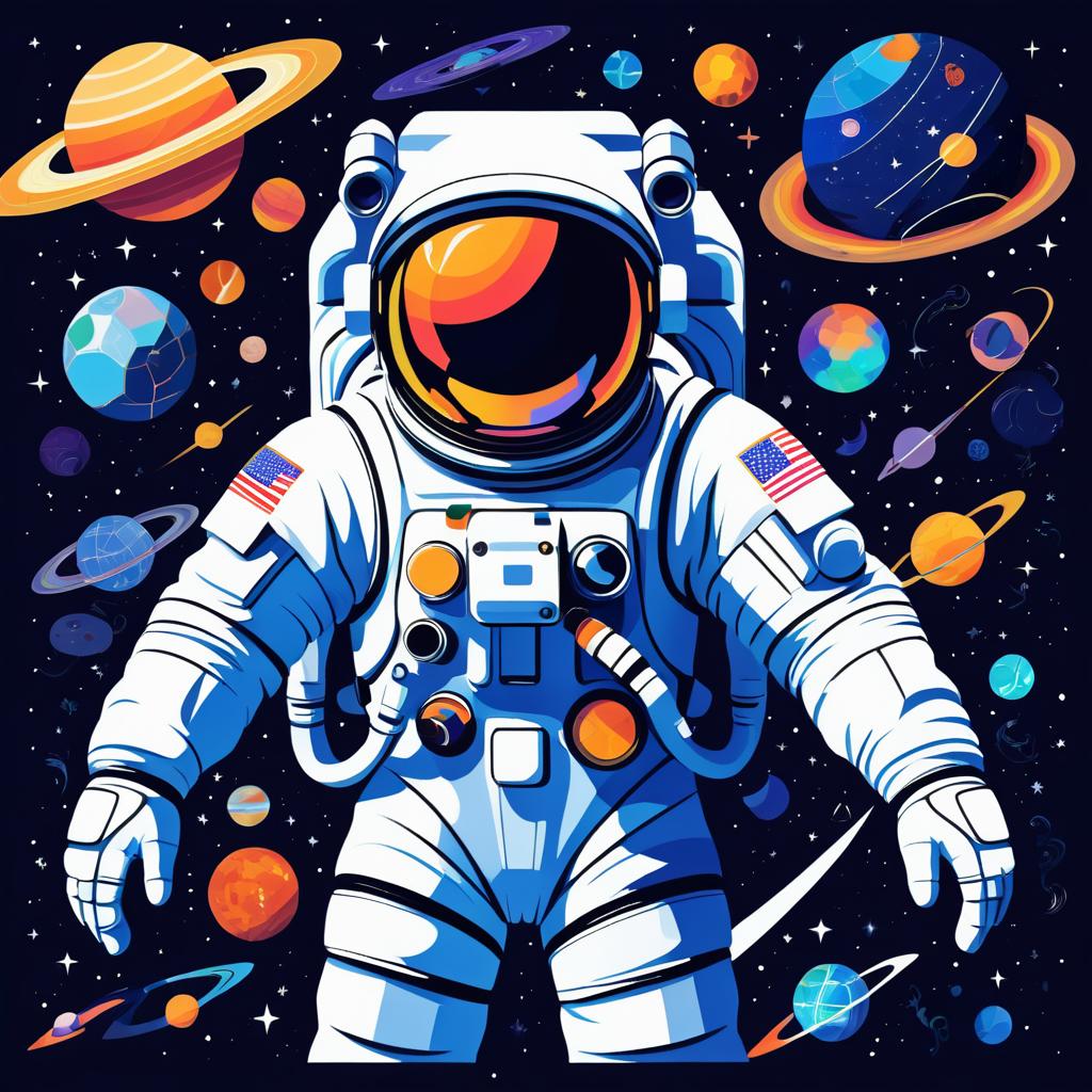 Cubist Astronaut in Deep Space Colors