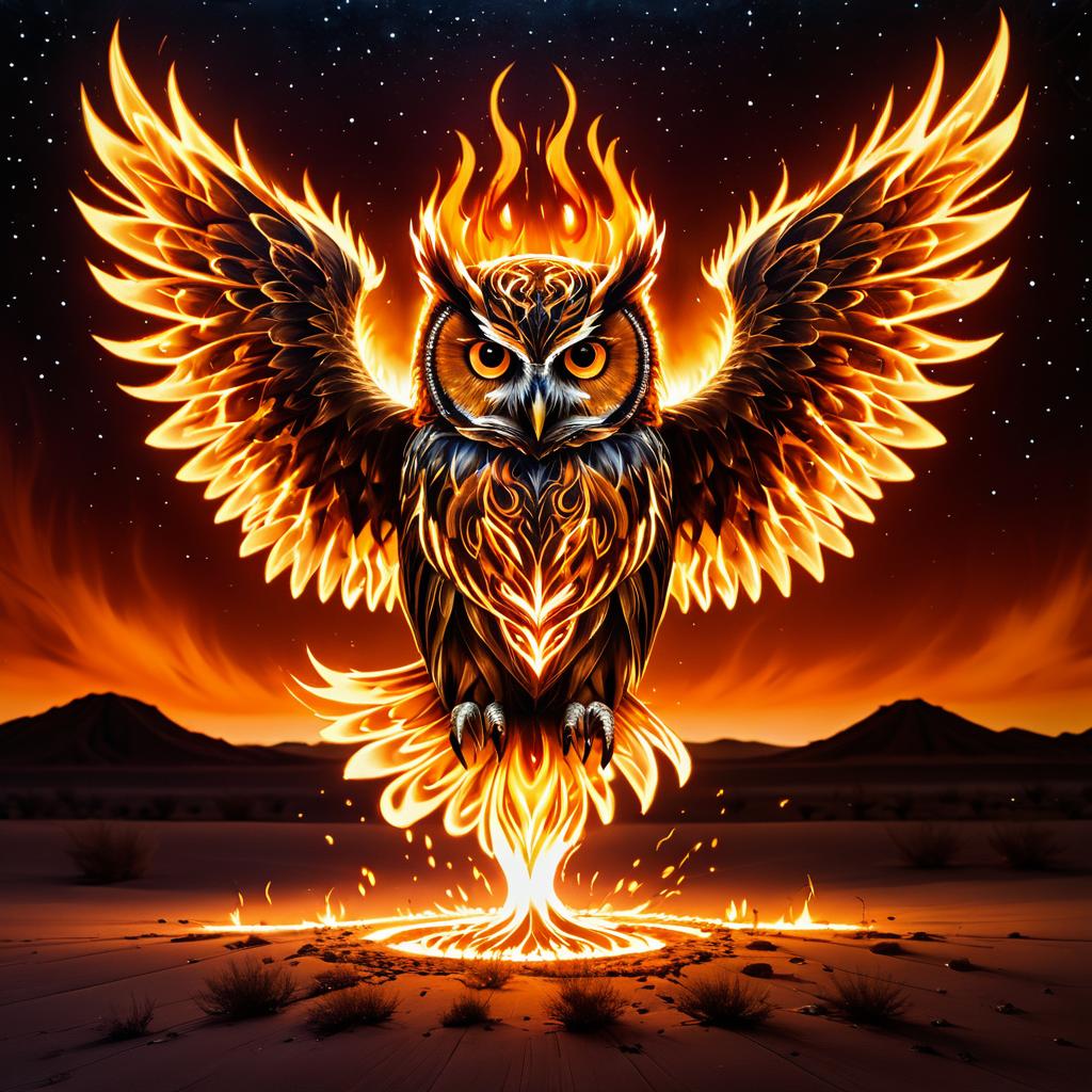 Incandescent Owl in Fiery Wasteland Art