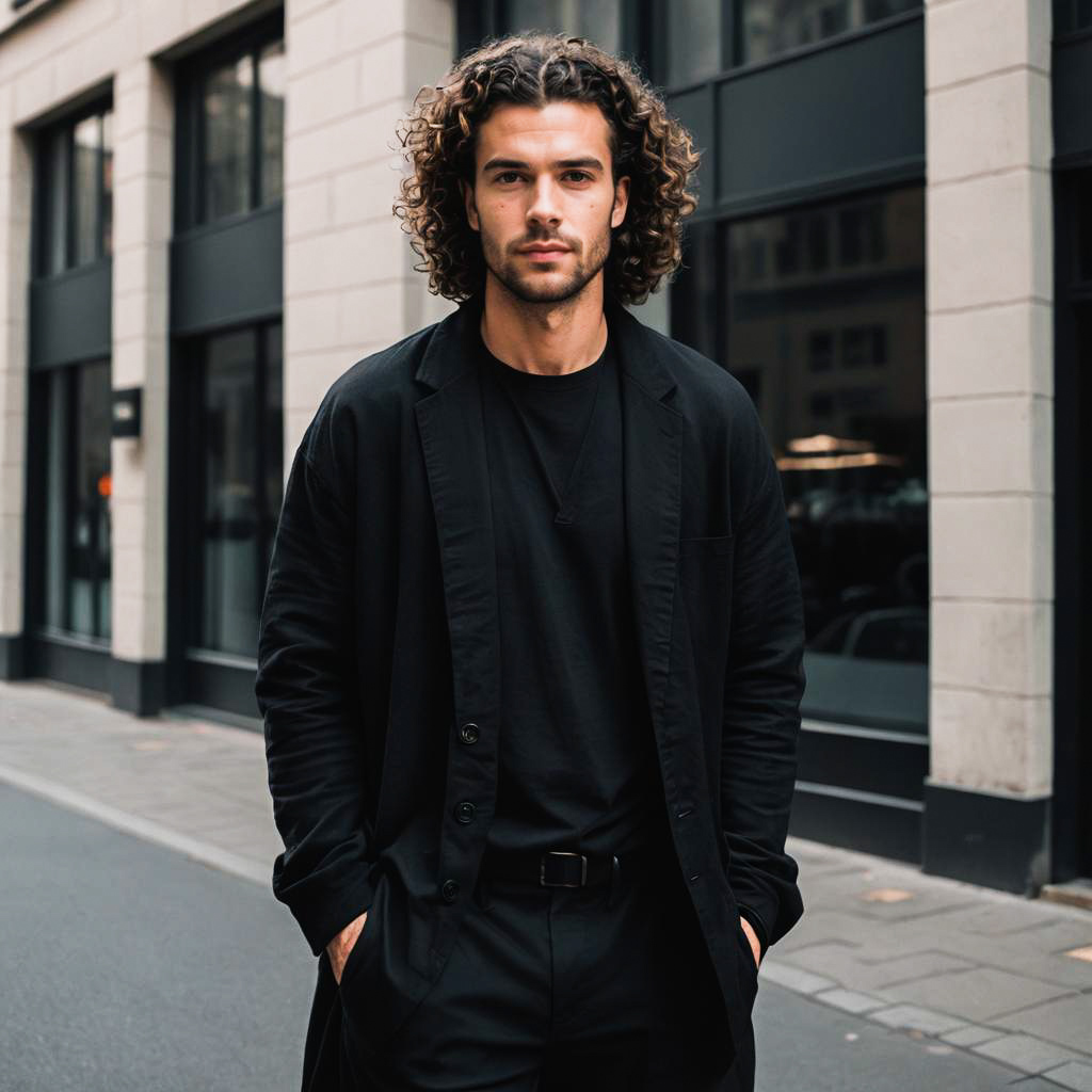 Stylish Man in All Black Outfit