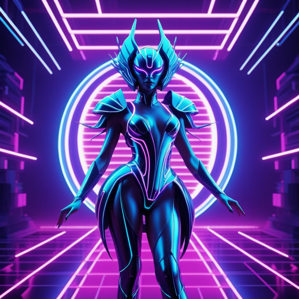 Alien Queen in Retro Futuristic Paradise