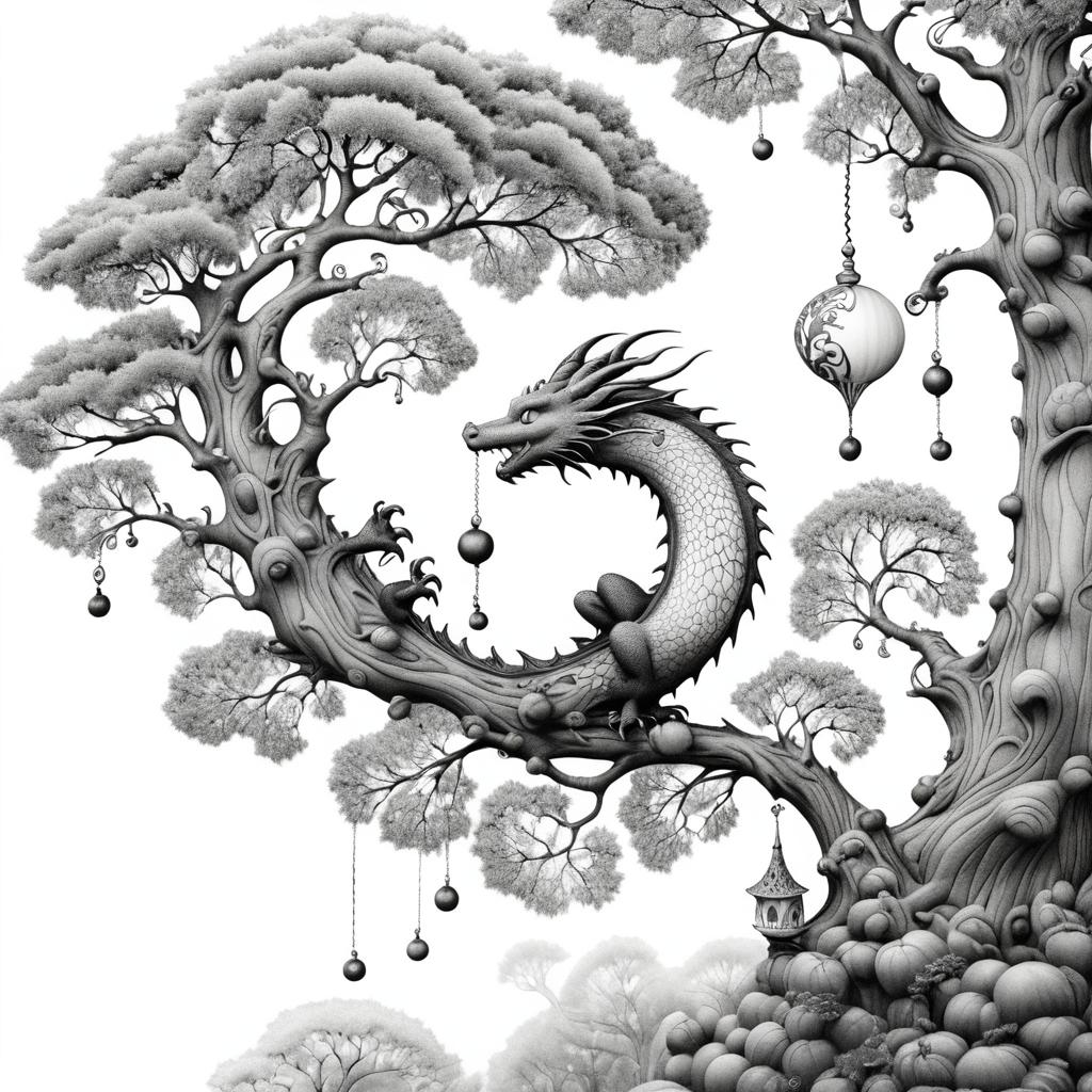 Whimsical Dragon on Gumdrop Tree