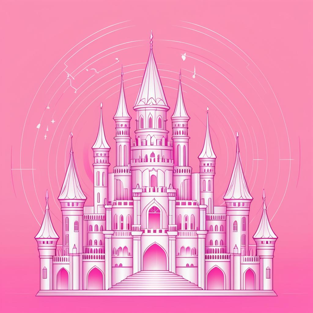 Whimsical Castle in Pastel Pink