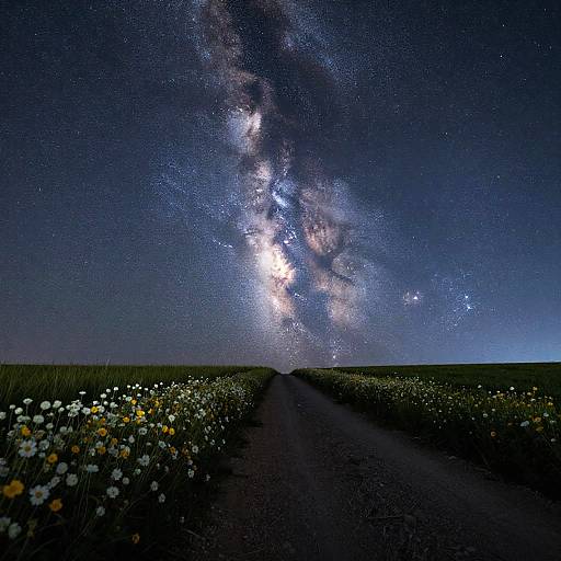 Estrellas y Flores en Campo Nocturno