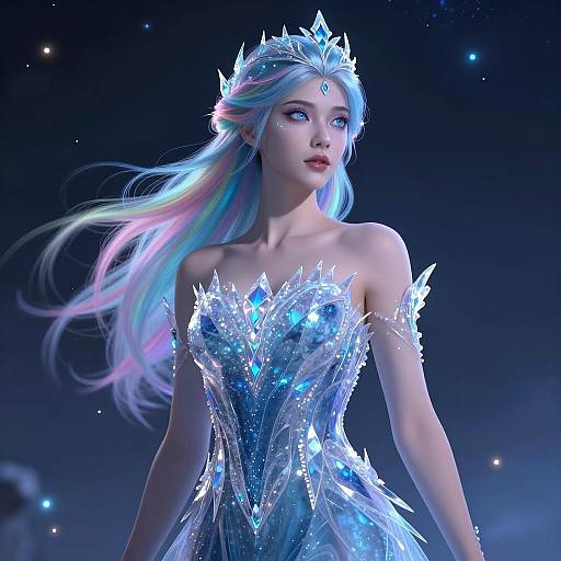 Radiant Ice Sorceress in Starry Night