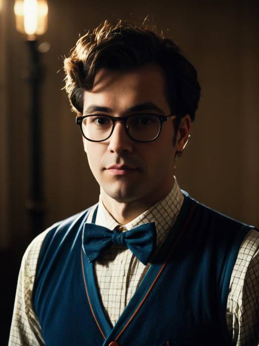 Man in Nerd Costume with Glasses and Bow Tie
