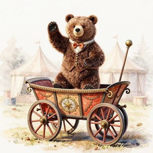 Vintage Carnival Bear Tamer Scene
