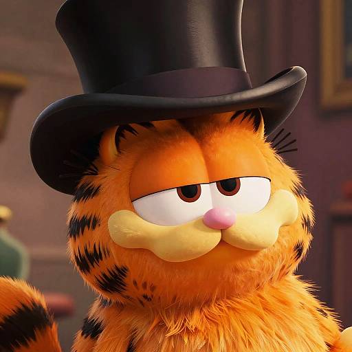 Curious Garfield with Top Hat