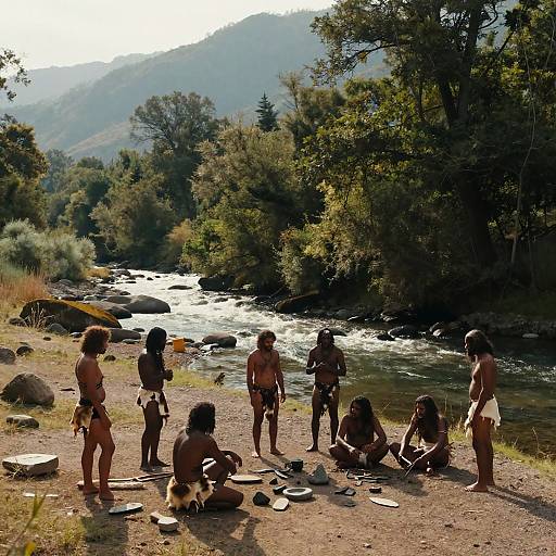 Mesolithic Hunter-Gatherer River Scene