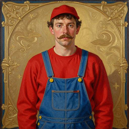Whimsical Man in Red and Blue