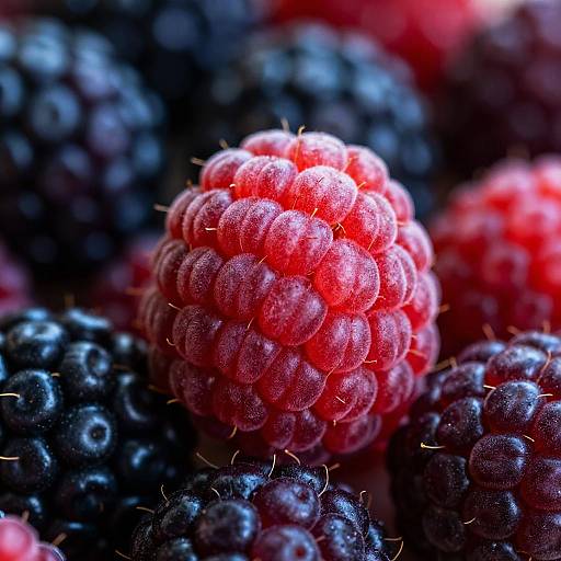 Vivid Close-Up of Red Raspberry