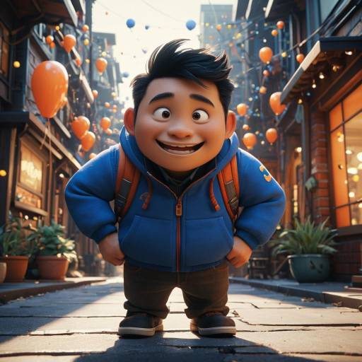 Happy Young Man in Festive Street