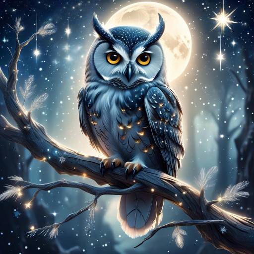 Mystical Owl Under Twinkling Stars
