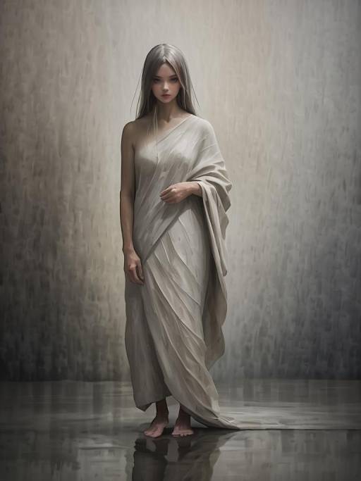 Slender Woman Draped in Cloth Impressionist Art
