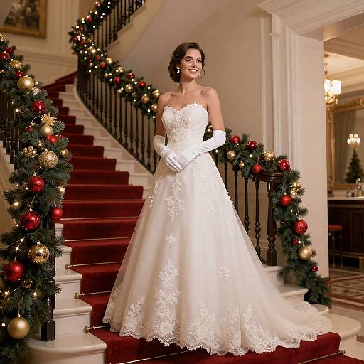 Elegant Christmas Wedding Scene Description