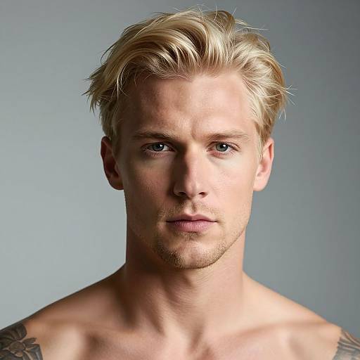 Realistic Portrait of Fit Platinum Blonde Man