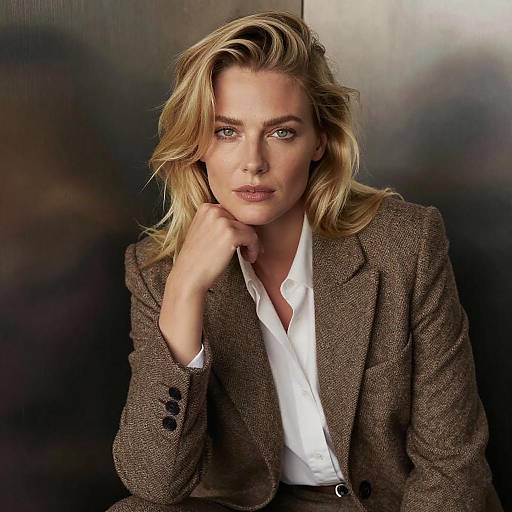 Blonde Woman in Tweed Blazer Portrait