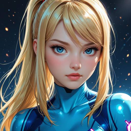 Samus Aran in Blue Bodysuit Portrait