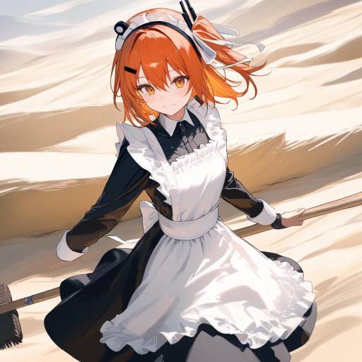 Cheerful Cowgirl Maid in Desert Setting