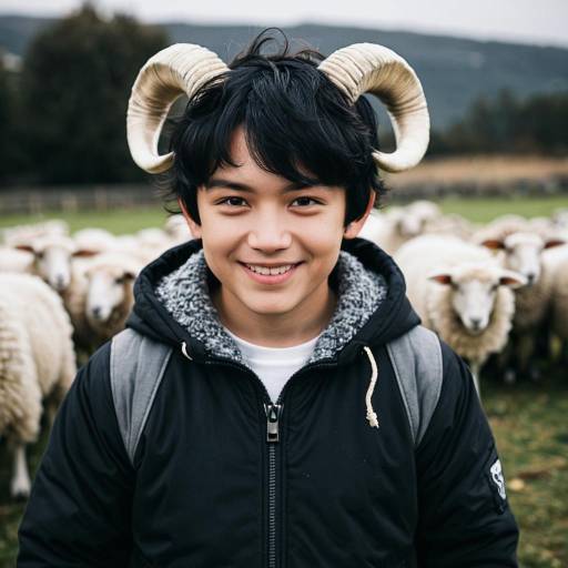 Playful Boy in Sheep Ears Costume