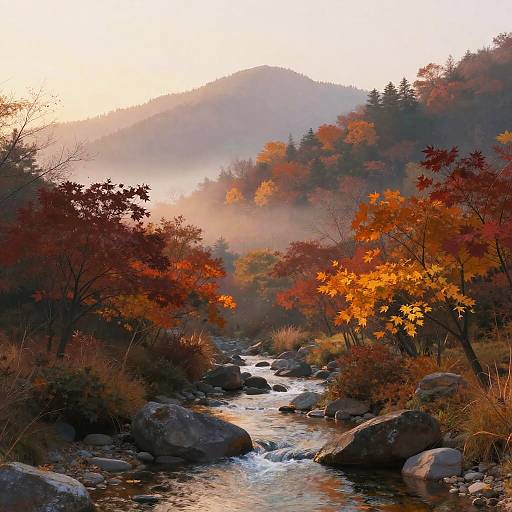 Serene Autumnal Maple Woods Landscape