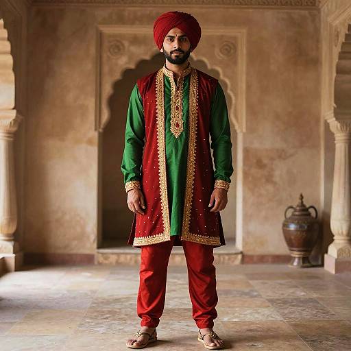 Man in Traditional Mughal Era Costume