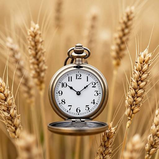 Vintage Pocket Watch in Wheat Field