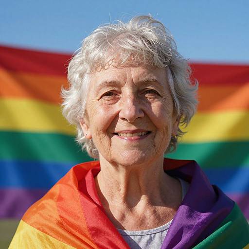 Elderly Woman Radiating Hope and Unity