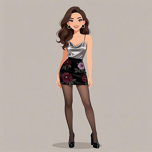 Urban Chic Woman in Metallic Silk