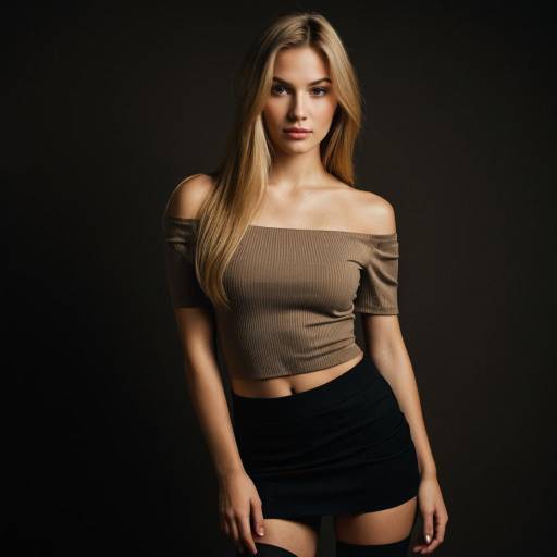 Portrait of Young Blonde Woman in Off-Shoulder Top