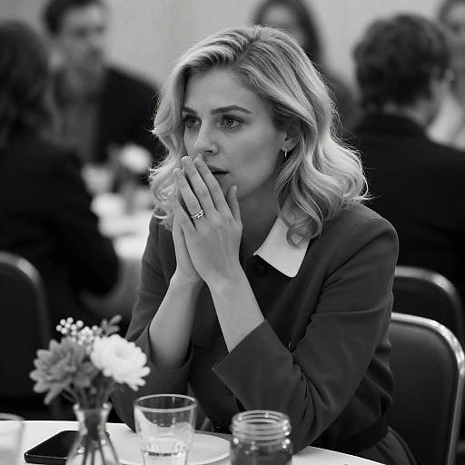 Intense Gaze of a Blonde Woman