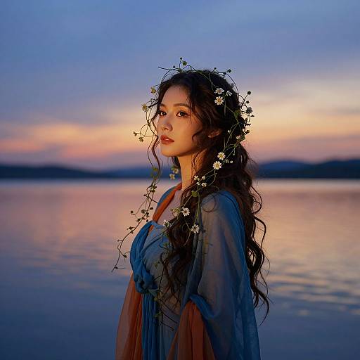 Sunset Serenity with Floral Adornments