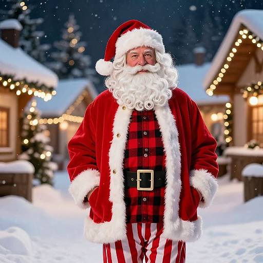 Classic Festive Santa in Snowy Village