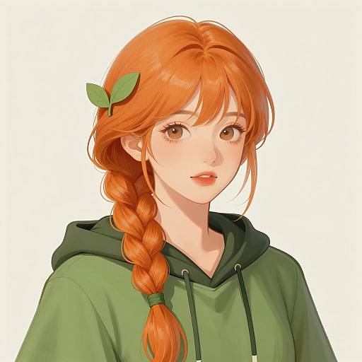 Portrait of Young Woman with Orange Braid