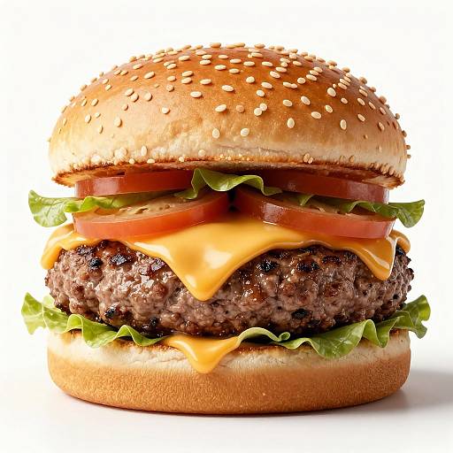 Realistic Beef Burger with Melting Cheese