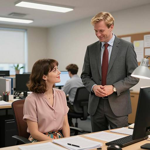 Office Conversation Between Male and Female Colleagues