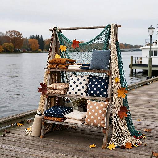 Autumn Riverside Pier Trash Polka