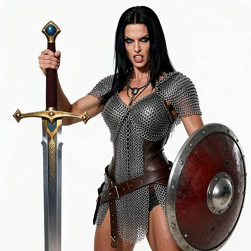 Female Vampire Warrior in Chainmail Armor