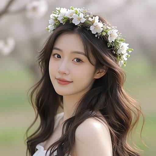 Young Woman with Floral Crown Portrait