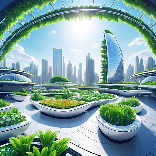 Futuristic Rooftop Garden in Metropolis Futuristic Rooftop Garden in Metropolis