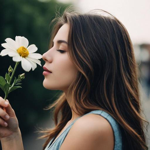 Young Woman Holding White Daisy Flower
