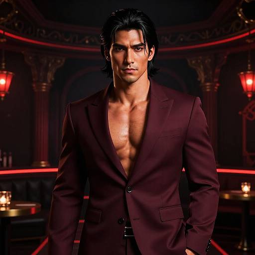 Vintage Portrait of Asian Man in Nightclub