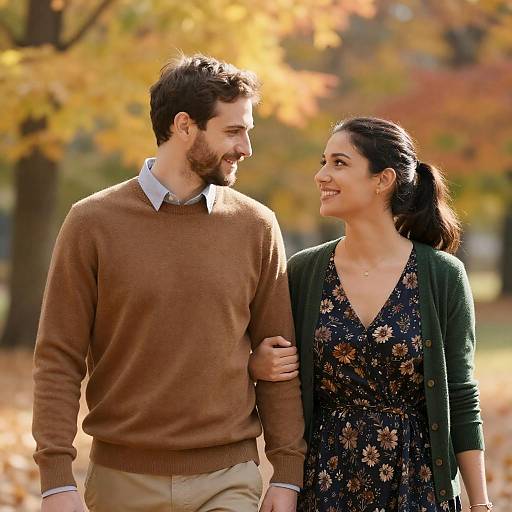 Autumn Love: A Couple in the Park